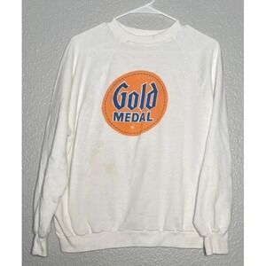 Vintage Gold Medal Flour Sweatshirt Sportswear XL White Crew Neck Made in USA